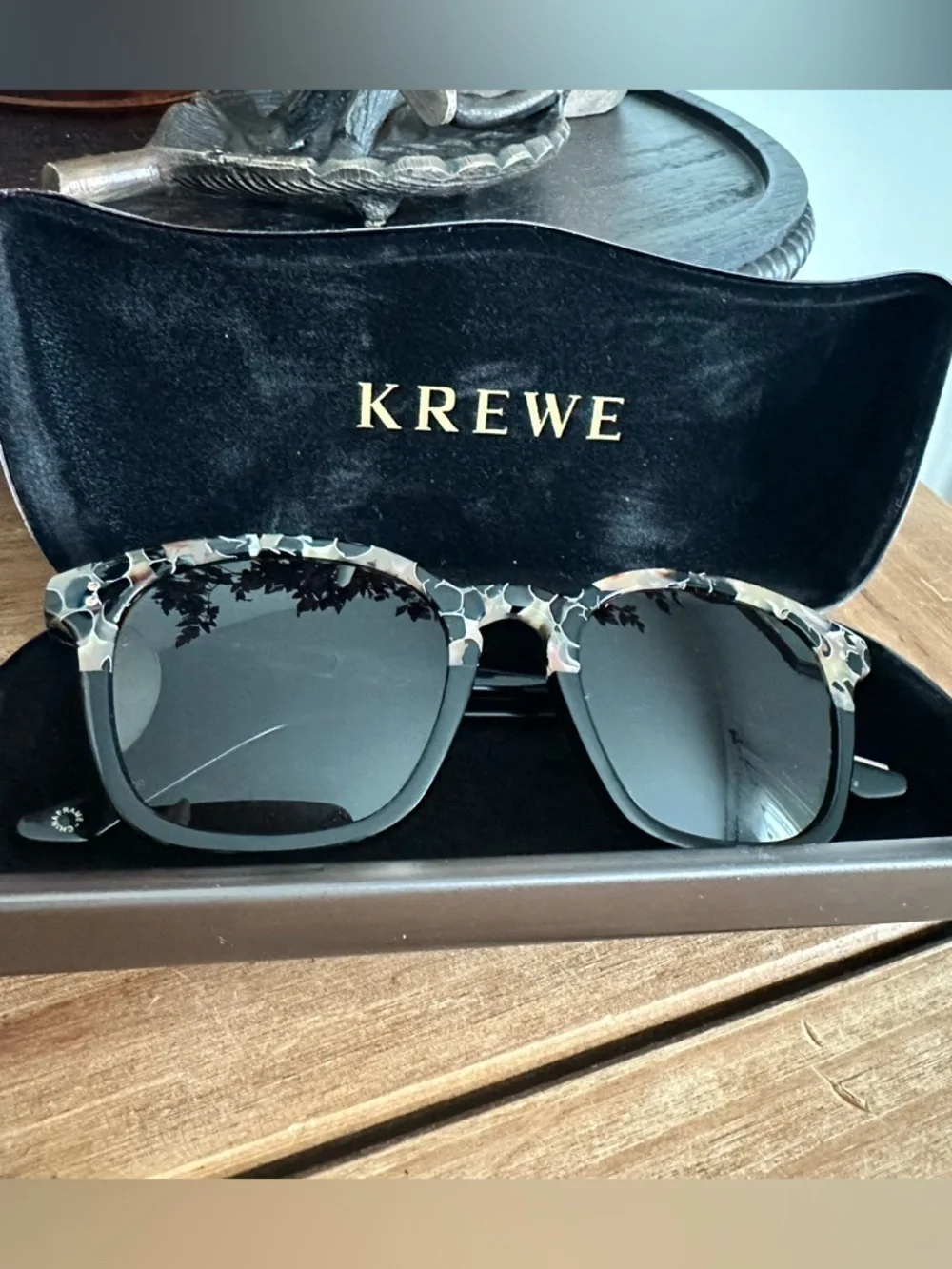 KREWE Chunky Square Sunglasses with Grey Gradient Lenses - Prytania